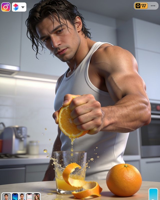 Апельсиновый сок на кухне